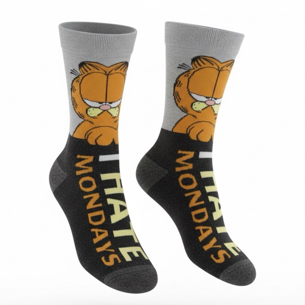 #21 Garfield 'I Hate Mondays' Black and Gray Socks